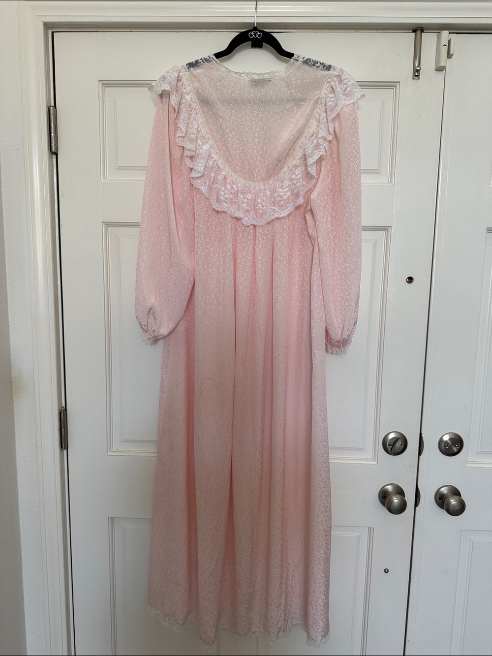 Dior Pink Lace-Trim Lingerie Long Nightgown - Picture 2 of 12